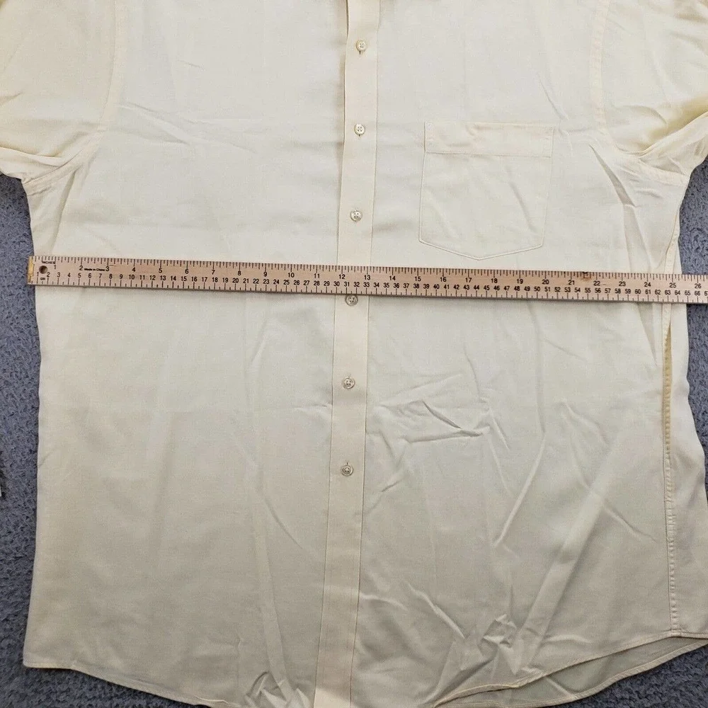 Tommy Hilfiger Shirt Mens XL 17 34-35 Yellow Long Sleeve Button‎ Up Pocket